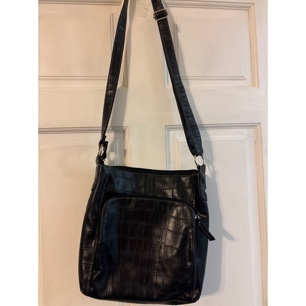 Relic Black Faux Crocodile Crossbody Bag With Adjustable Strap & CC Compartments